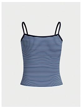 Milumia Women's Striped Scoop Neck Spaghetti Strap
